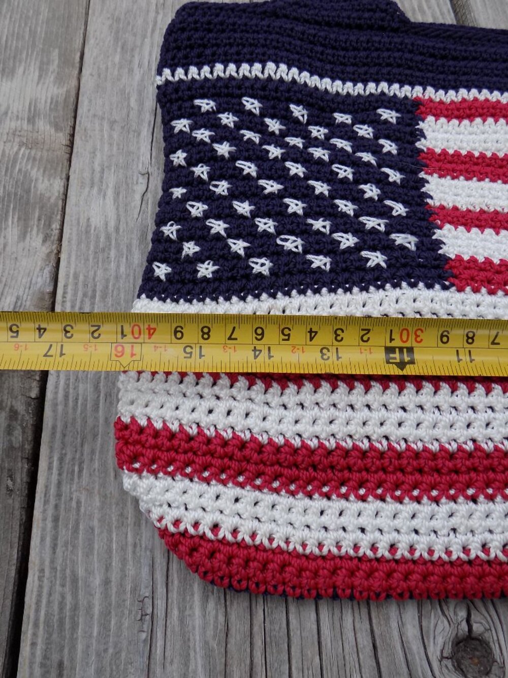 The Sak Flag Purse Bag USA American Flag Crochet Purse Crossbody Bag - Picture 15 of 16